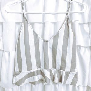 Kortni Jean Gray/White Stripe Scoop Back Top - M